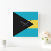 Wandklok met vlag Bahama's Vierkante Klok (Huis)