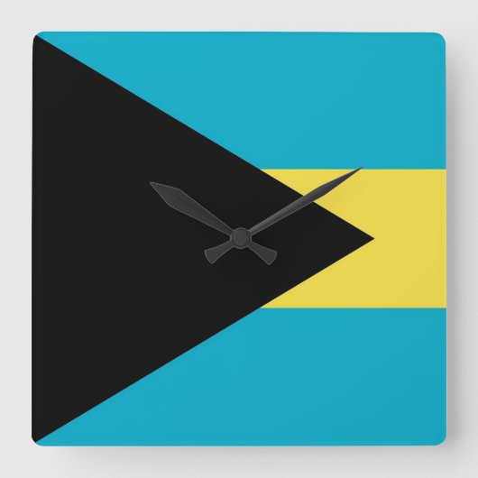 Wandklok met vlag Bahama's Vierkante Klok (Voorkant)