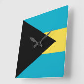 Wandklok met vlag Bahama's Vierkante Klok (Hoek)
