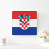 Wandklok met vlag Kroatië Vierkante Klok (Huis)