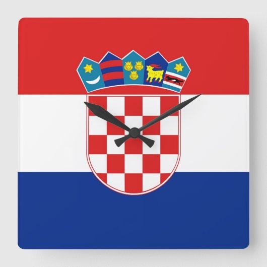Wandklok met vlag Kroatië Vierkante Klok (Voorkant)