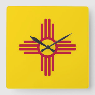 Wandklok met vlag New Mexico, VS Vierkante Klok