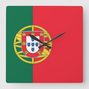 Wandklok met vlag Portugal Vierkante Klok