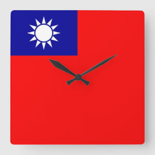 Wandklok met vlag Taiwan Vierkante Klok