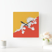 Wandklok met vlag van Bhutan Vierkante Klok (Huis)