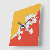 Wandklok met vlag van Bhutan Vierkante Klok (Hoek)