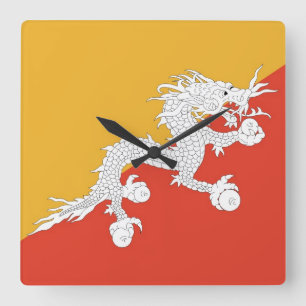 Wandklok met vlag van Bhutan Vierkante Klok