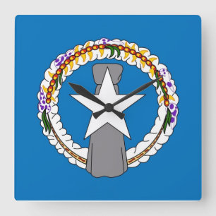Wandklok met vlag van de Noordelijke Marianen Vierkante Klok