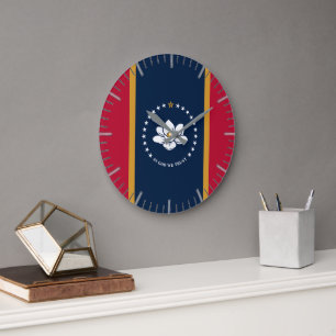 Wandklok met vlag van de staat Mississippi, VS Grote Klok