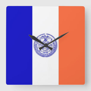 Wandklok met vlag van New York, VS Vierkante Klok