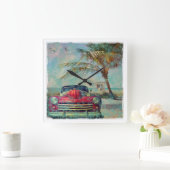   wandklok op het strand vierkante klok (Huis)