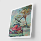   wandklok op het strand vierkante klok (Hoek)