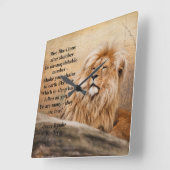 Wandklok over "Stijging als leeuwen" Vierkante Klok (Hoek)