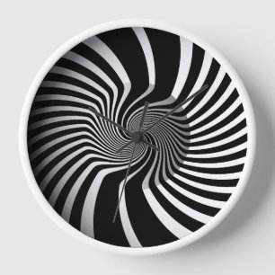 Wandklok - Psychedelic Art Swirl B/W