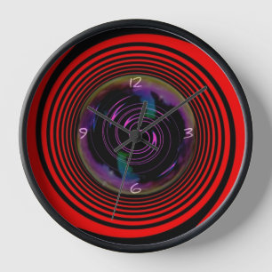 Wandklok rood & zwart werveling