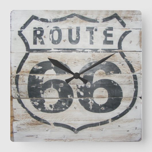 Wandklok, Route 66 Vierkante Klok (Voorkant)