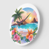 Wandklok: Tropische sereniteit Majestic Palm Tree Grote Klok (Hoek)