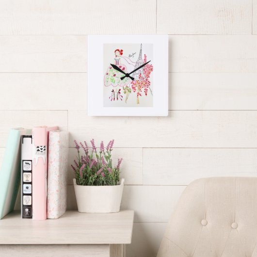 Wandklok uit de Bonjour-collectie Vierkante Klok (Leeskamer)