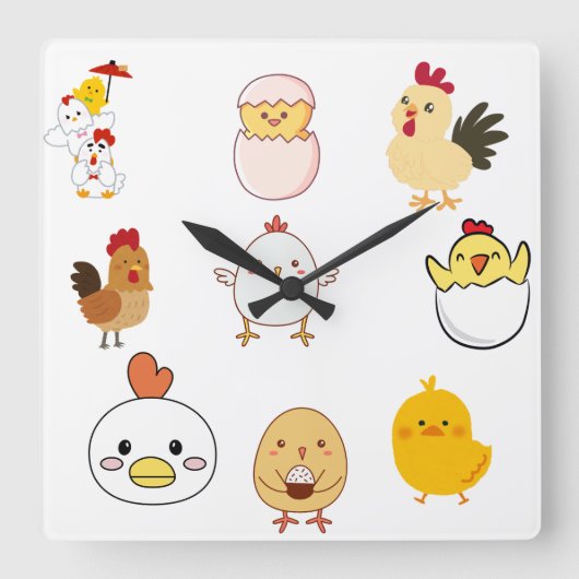 wandklok vierkante klok (Voorkant)