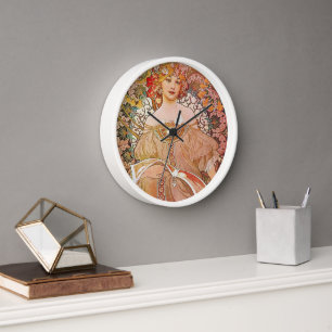 Wandklok Wit Houten Frame Art Nouveau Réverie
