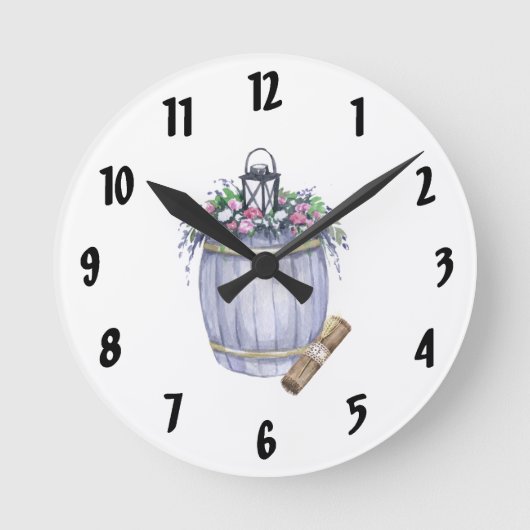 Wandklok Zomer Land Bruiloft Rustieke Watercolo Ronde Klok (Voorkant)