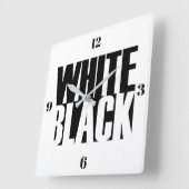 Wandklok - zwart-wit vierkante klok (Hoek)