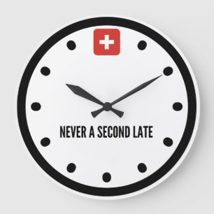 Wandklok Zwitsers Design Nooit een seconde te laat Grote Klok