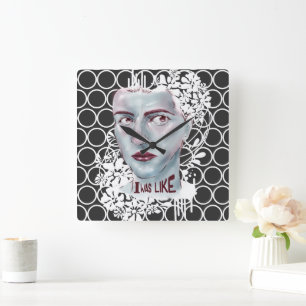 Wandklokplein Ik was als omcirkeld Vierkante Klok