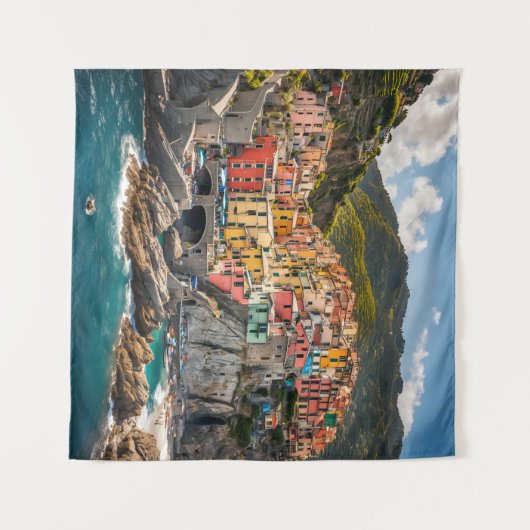 Wandtapijt Manarola Cinque Terre Italië Kust Zee Wandkleed (Voorkant (horizontaal))