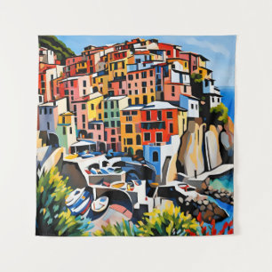 Wandtapijt Manarola Cinque Terre Italië Mediterraa Wandkleed