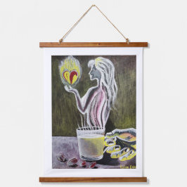 Wandtapijt met houten bovenkant2 hangend wandkleed