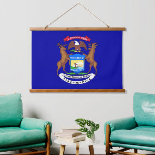 wandtapijt met vlag van Michigan, VS Hangend Wandkleed