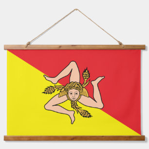 Wandtapijt met vlag van Sicilië, Italië Hangend Wandkleed