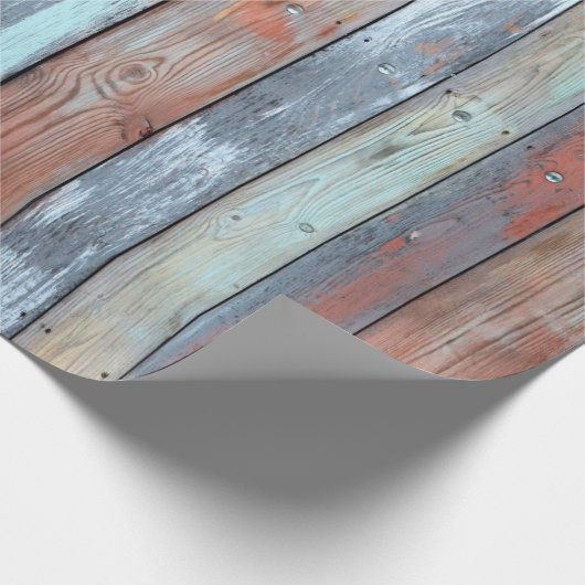 Wandtextuur, oud, meerkleurig geverfd hout cadeaupapier (Hoek)