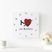 Wanduhr I Love my Kitchen Vierkante Klok (Huis)