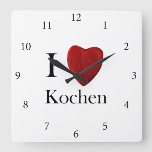Wanduhr Ich Liebe Kochen Vierkante Klok