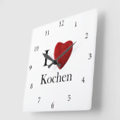 Wanduhr Ich Liebe Kochen Vierkante Klok (Hoek)