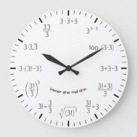 Wanduhr Mathe Uhr 3 x 3 Drei mal Drei