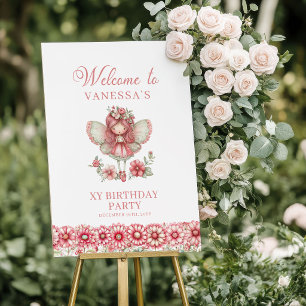 Wangenrood Mooie Fee Bloemen 3e Verjaardag Welkoms Poster