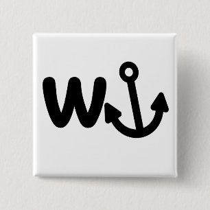 Wanker een anker vierkante button 5,1 cm