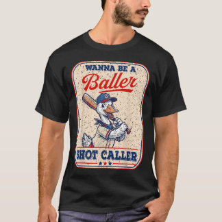 Wanna Be A Baller Shot Caller Retro Game Day T-shirt