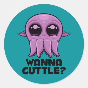Wanna Cuttle Schattigee Cartoon inktvis Ronde Sticker