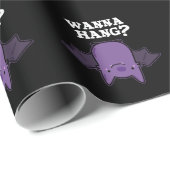 Wanna Hang Funny Animal Bat Pun Dark BG Cadeaupapier (Rol Hoek)