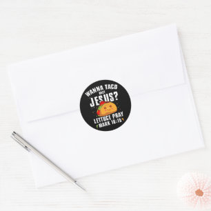 Wanna Taco Over Jezus Cinco de Mayo Christelijk Ronde Sticker