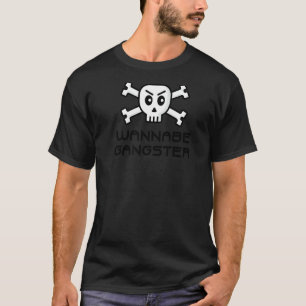 Wannabe gangster schedel en cross bone woord t-shirt