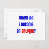 Wanneer ben ik antiek geworden? 2 briefkaart (Voorkant / Achterkant)