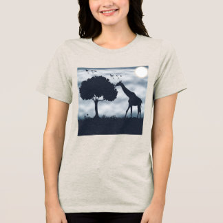 Wanneer de maan fluistert naar de Giraffe Tri-Blend Shirt