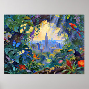 Wanneer de natuur Manhattan bekijkt – Een stadsgez Poster