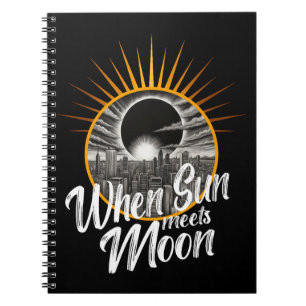 Wanneer de zon maan ontmoet, zwarte skyline zonsve notitieboek