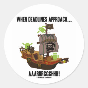 Wanneer deadlines naderen... Aaarrghhh! (Android) Ronde Sticker